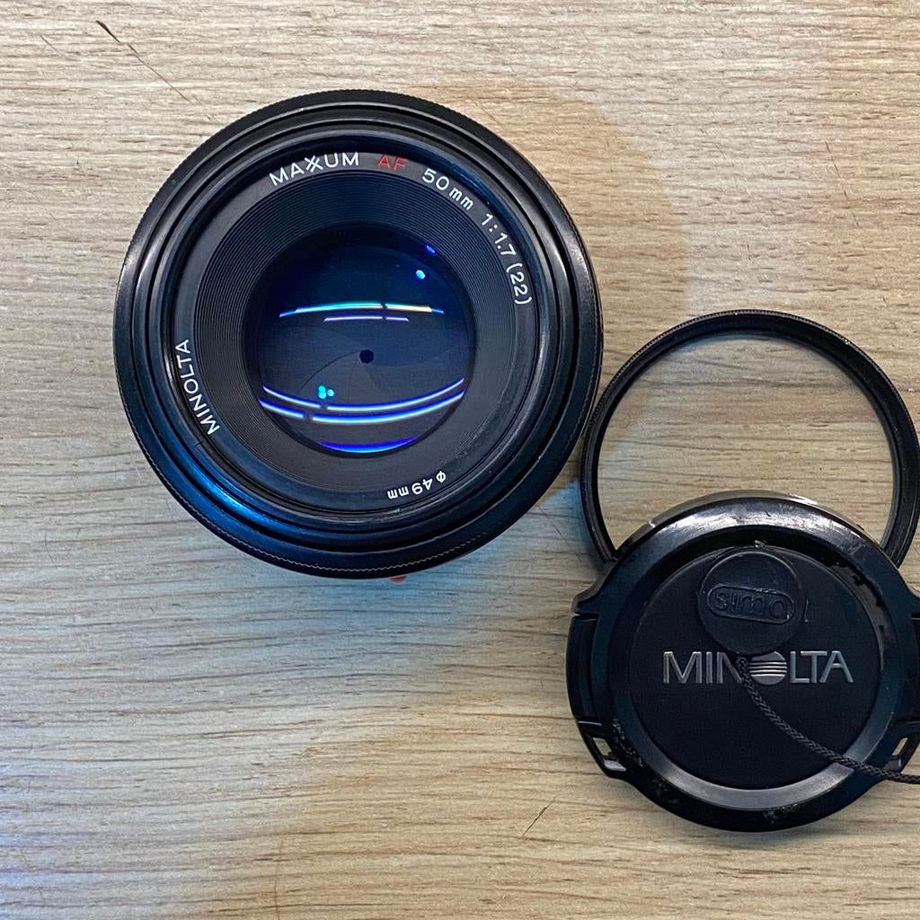 Minolta Maxxum AF 50mm f1.7, x kruisjes, zeldzaam *als nieuw, Ophalen of Verzenden, Zo goed als nieuw, Spiegelreflex, Minolta