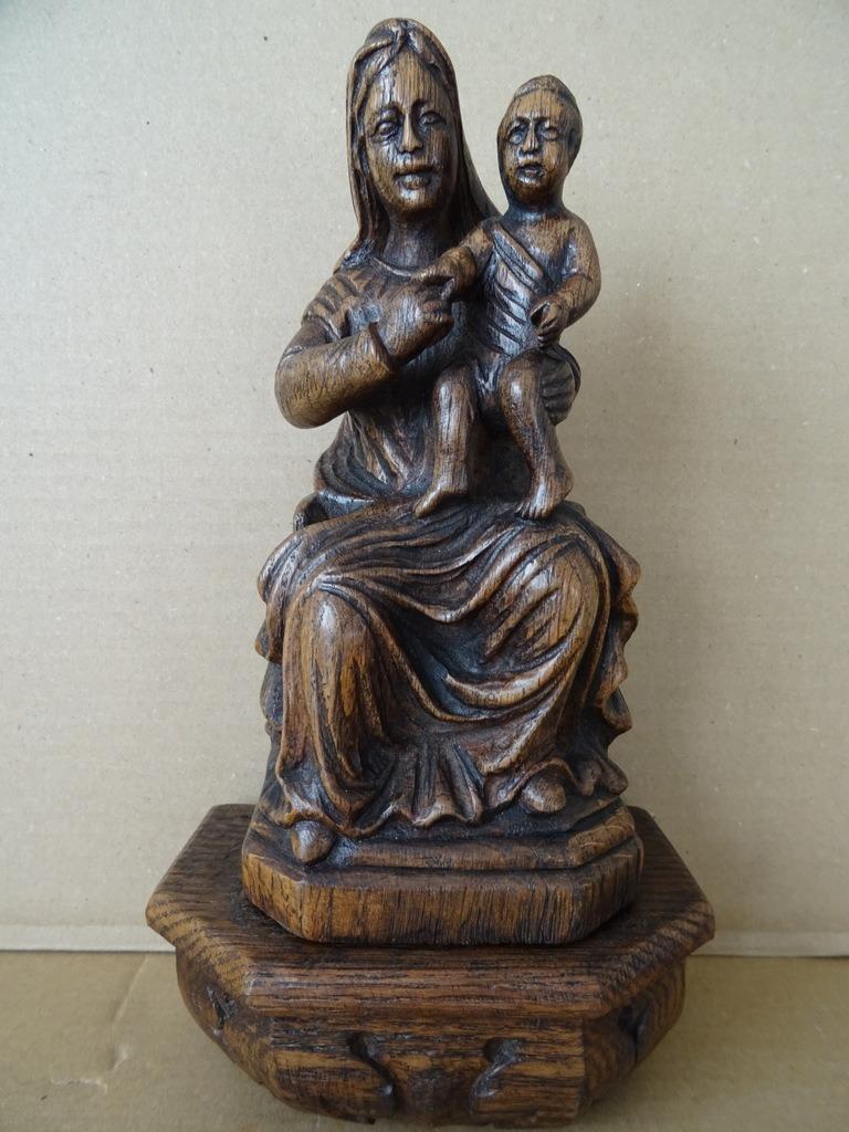 Antiek Mariabeeld antiek houten Mariabeeld met console 1870, Ophalen of Verzenden