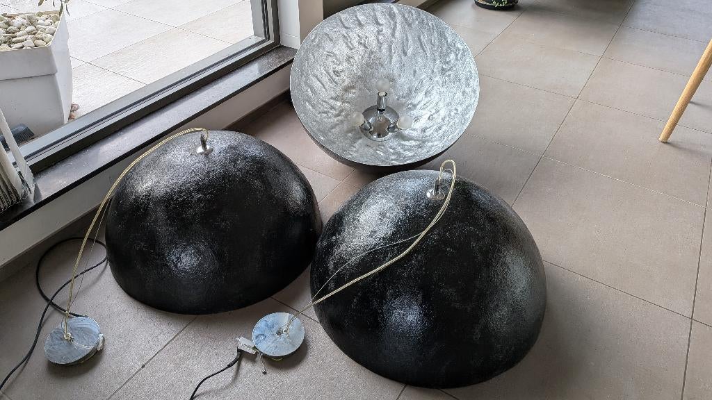 3 Hanglampen Moonface diameter 70cm Linea Verdace, Ophalen, 50 tot 75 cm, Zo goed als nieuw, Metaal