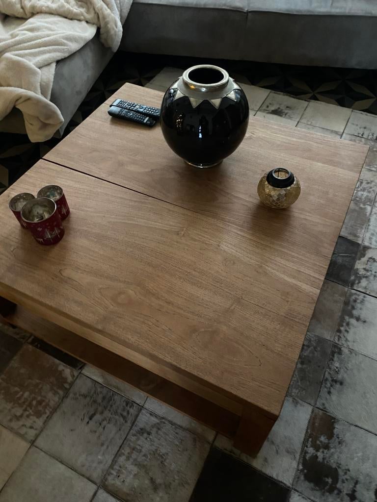 Table basse salon en teck, Teck, Moins de 50 cm, 50 à 100 cm, Carré