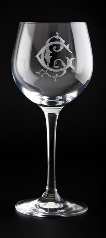 Lot de 4 verres à vin rouge en cristal avec monogramme CL, Ophalen of Verzenden