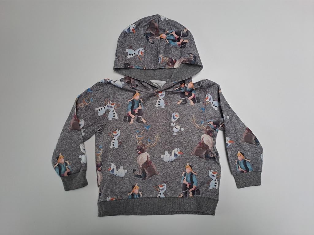 Mt 98-104 Grijze hoodie met Olaf, Sven en Kristoff, Kinderen en Baby's, Kinderkleding | Maat 98, Gebruikt, Trui of Vest, H&M, Ophalen of Verzenden