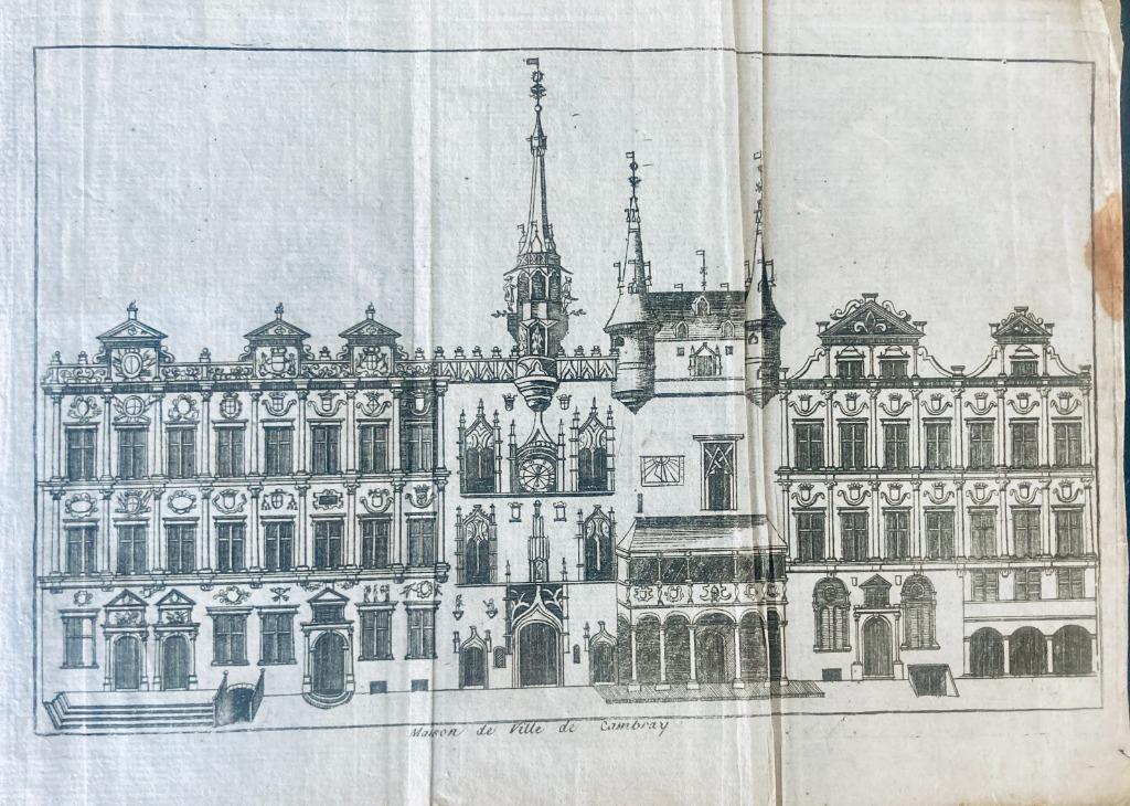 Stadhuis Cambrai (Fr) (Les Delices vol3 p346) Harrewijn 1720, Ophalen of Verzenden, Bassompierre