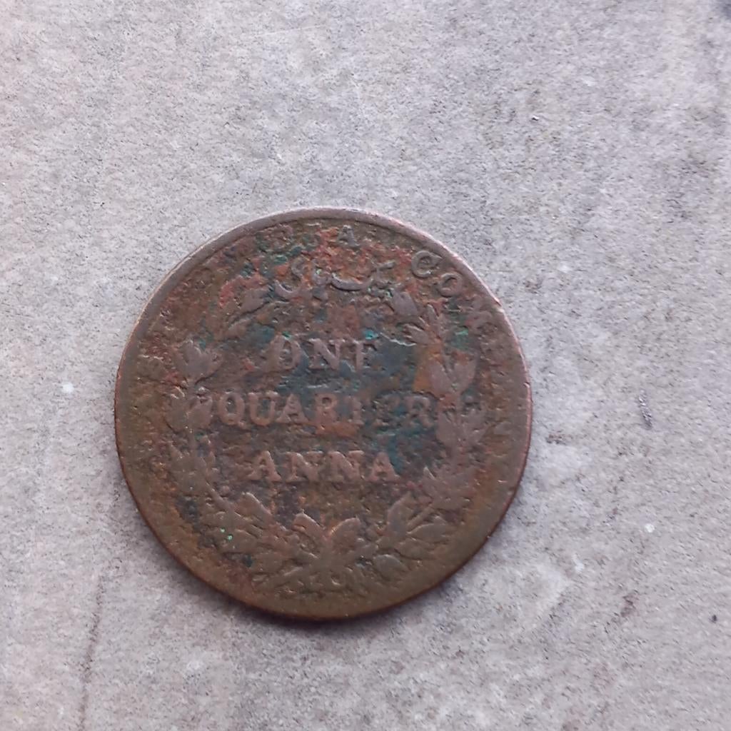 One quarter Anna 1835, Postzegels en Munten, Ophalen of Verzenden
