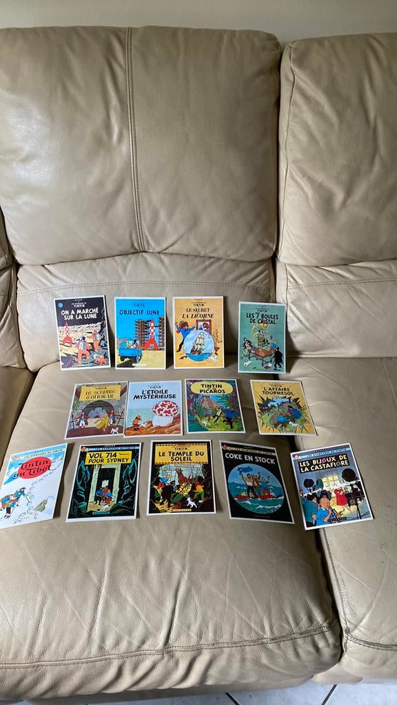 Lot van 13 oude Kuifje ansichtkaarten 1981, Kuifje