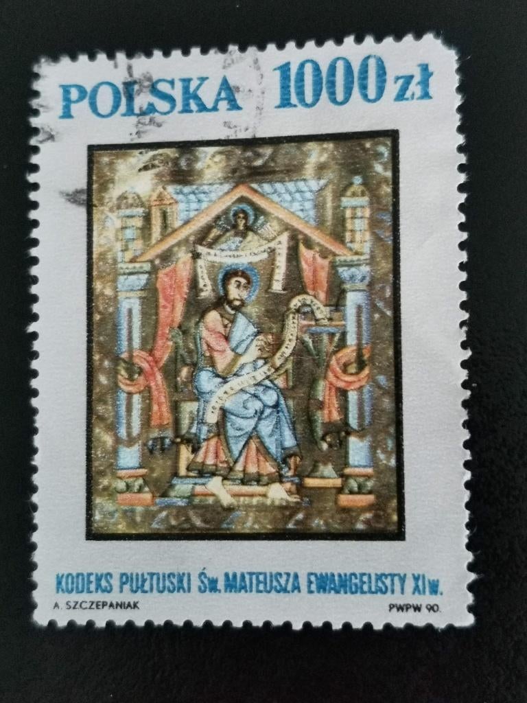 Pologne 1991 - Saint Matthieu l'Evangéliste - Pultusk Codex, Enlèvement ou Envoi, Pologne, Affranchi