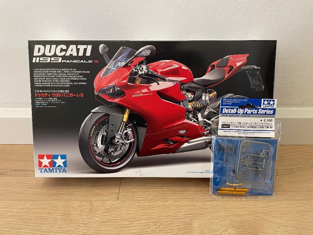 Ducati 1199 Panigale S (#14129) + Detail-up voorvork, Ophalen of Verzenden, Zo goed als nieuw, Tamiya, Groter dan 1:32