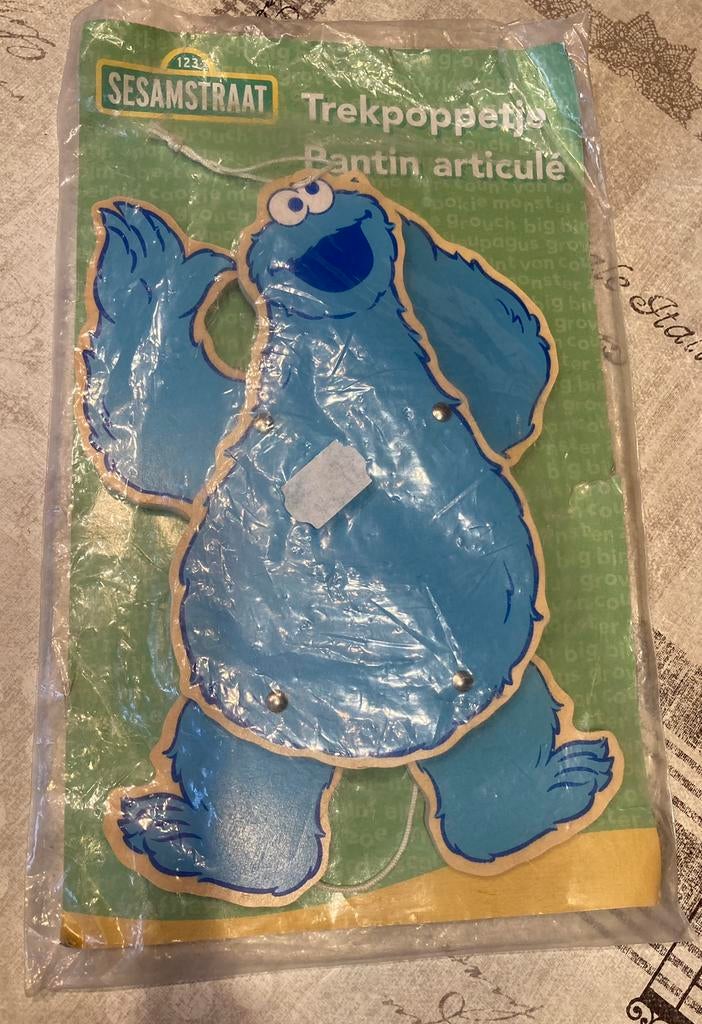 Houten trekkoord pop,Koekiemonster van Sesamstraat., Kinderen en Baby's, Ophalen of Verzenden, Nieuw, Ontdekken