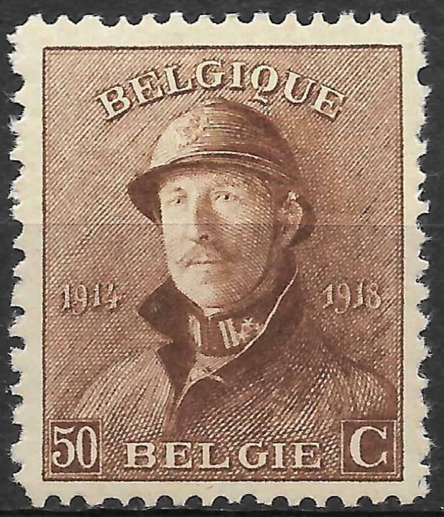 POSTZEGELS BELGIË- ALBERT I MET HELM- nr. 174* - PLAKKER, Postzegels en Munten, Spoor van plakker, Koninklijk huis, Ophalen of Verzenden