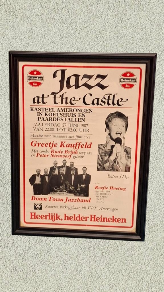 Poster voor Jazz at the Castle met o.a. Greetje Kauffeld., Ophalen, Gebruikt, Poster, Artwork of Schilderij