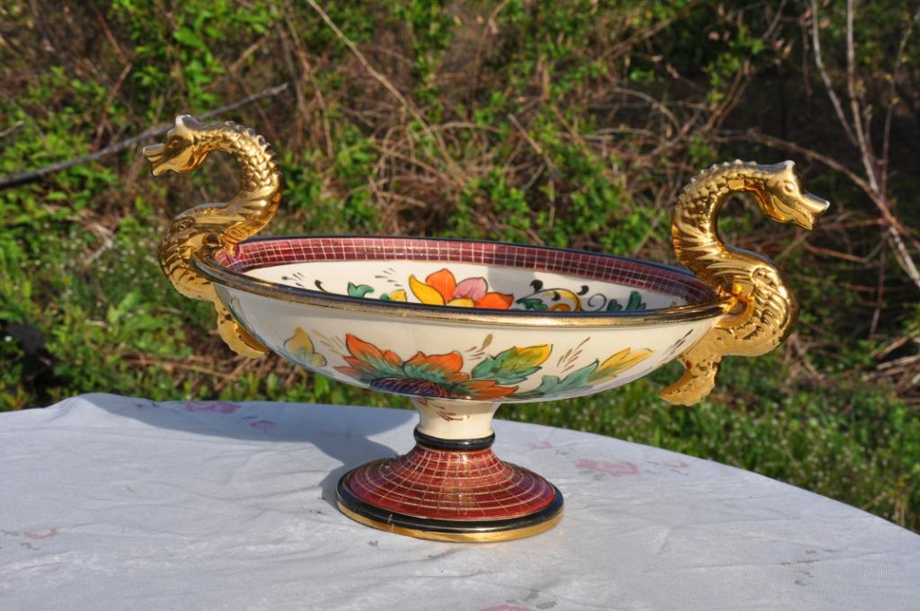 grand plat fruitier bequet poignée dragon, Antiquités & Art, Enlèvement ou Envoi