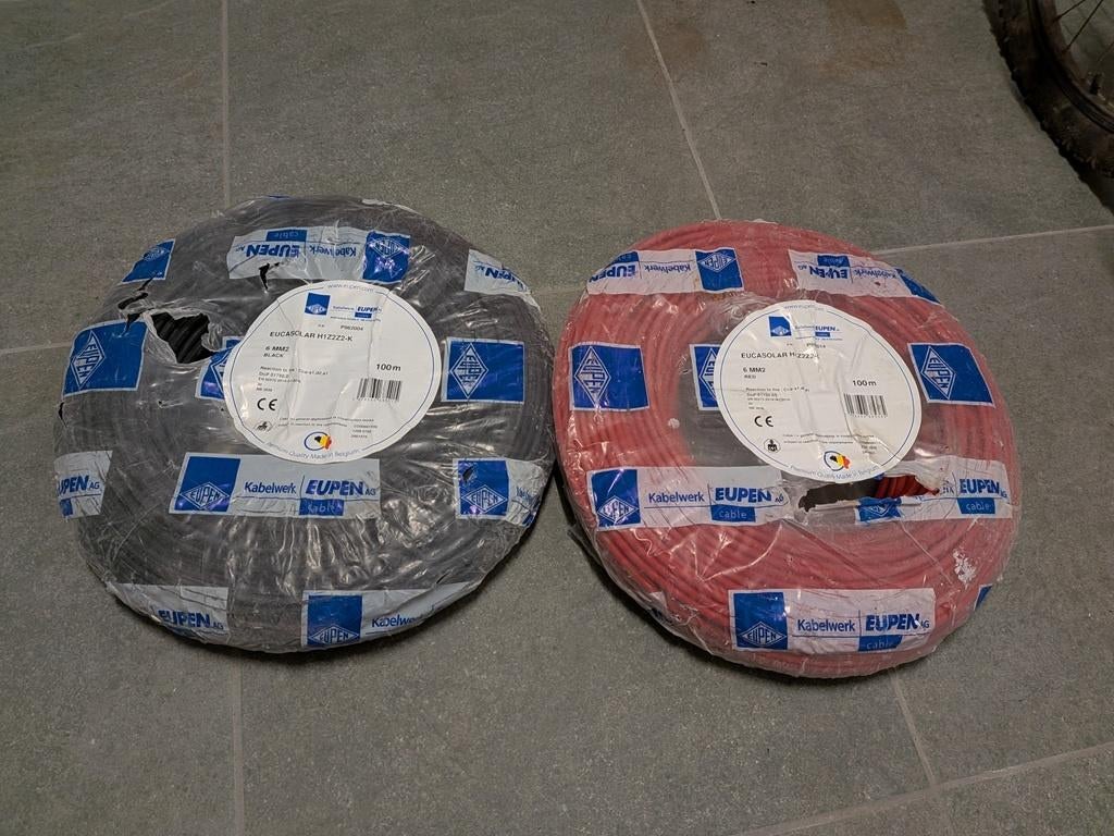 2 câbles pour panneaux solaires Eucasolar H1Z2Z2-K 6 mm², Enlèvement, Comme neuf, Autres types