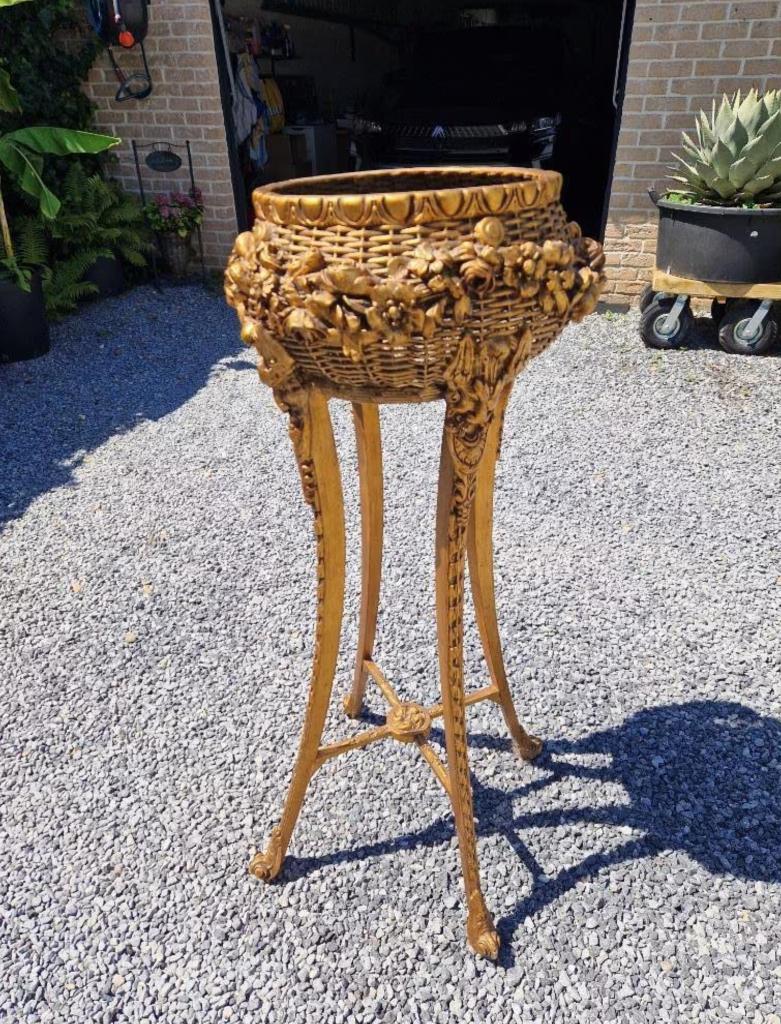 Antieke houten korf - staander, Antiek en Kunst, Ophalen