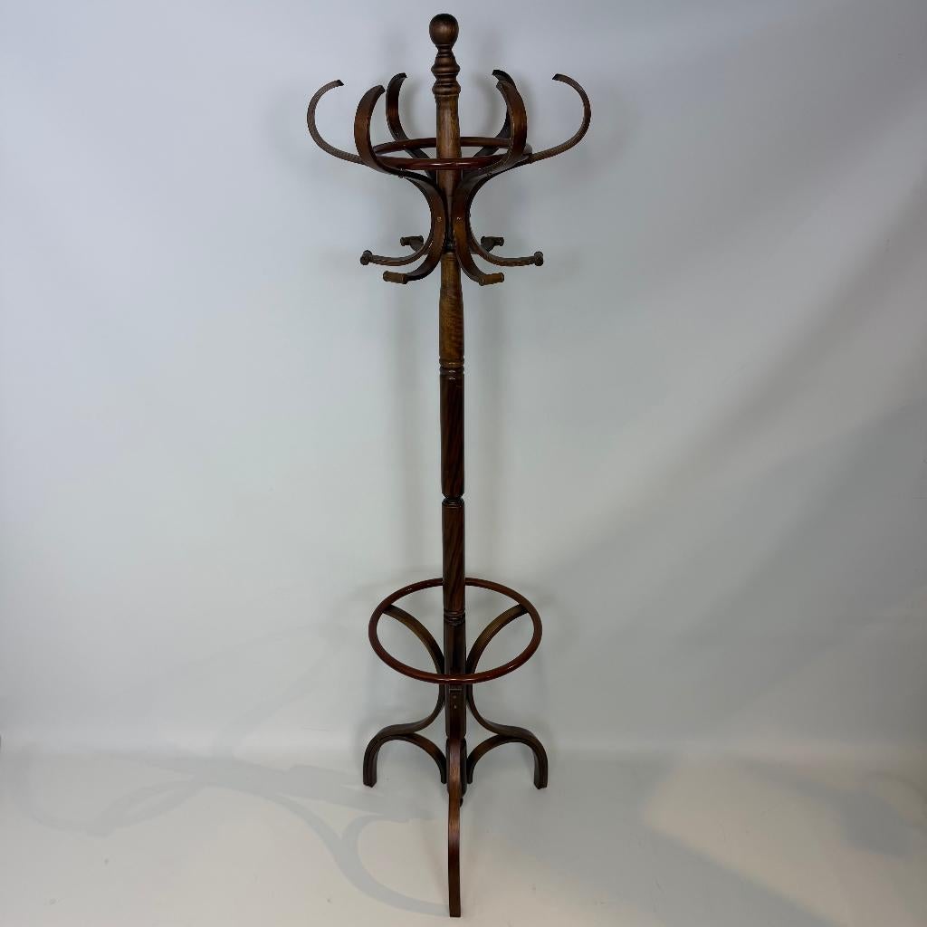 Porte-manteau incurvé en bois « Perroquet » de style Thonet, 150 à 200 cm, Utilisé, Bois, Portemanteau sur pied