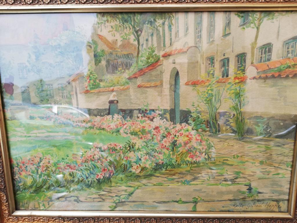 K. Gilsoul-Hoppe, aquarelle, « Begijnhof Diksmuide », XIXe s, Enlèvement ou Envoi