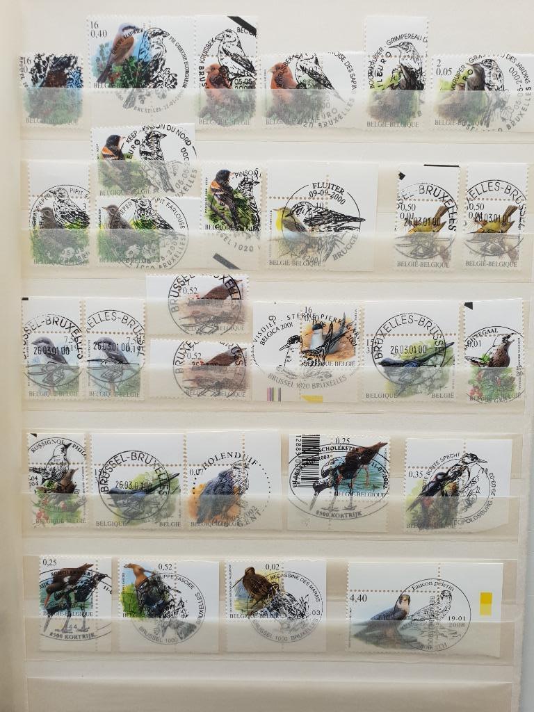 Lot vogels André Buzin met eerste-dag-afstempeling, Met stempel, Verzenden, Gestempeld, 1e dag stempel