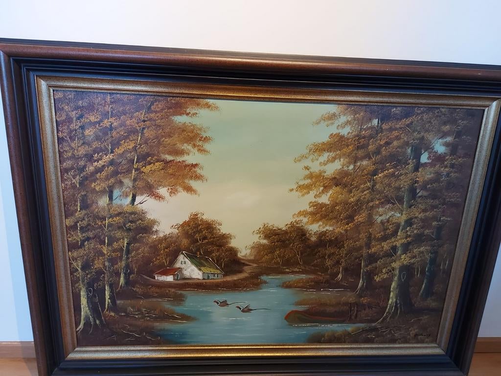 Schilderij in kader, Antiek en Kunst, Ophalen