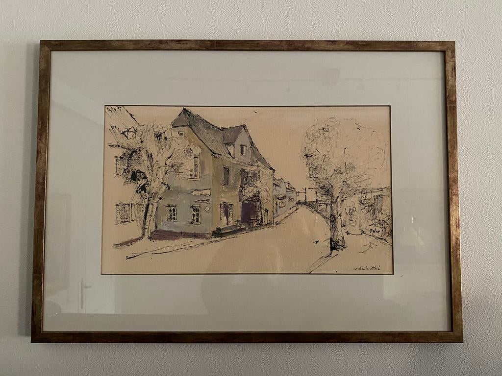 Pentekening van André Bulthé., Antiek en Kunst, Kunst | Etsen en Gravures, Ophalen