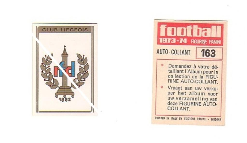 Panini Football 1973 - 74 / Embleem Club Luik, Verzamelen, Verzenden, Zo goed als nieuw, Poster, Plaatje of Sticker