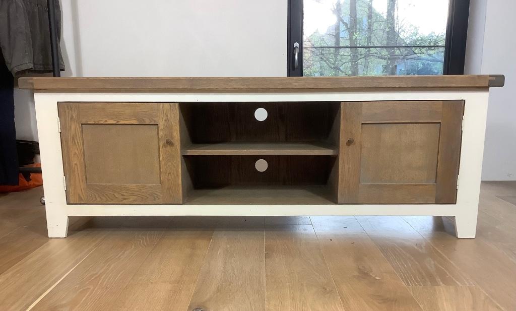 Massief eiken tv-meubel, tv-kast Rivièra Maison stijl, Ophalen, Zo goed als nieuw, Eikenhout