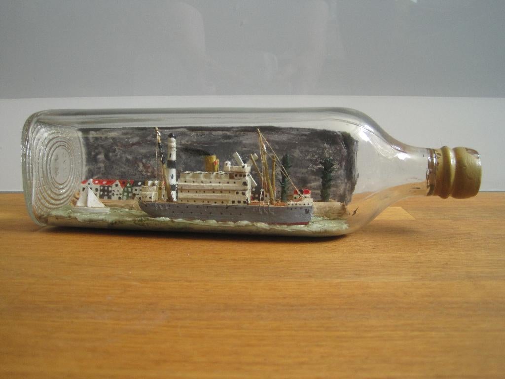 Zee tafereel in fles 26 cm, Ophalen of Verzenden