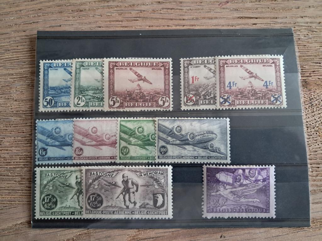 Mooi lot Belgische luchtpostzegels, met scharnier, Postzegels en Munten, Luchtvaart, 1 plakker, Ophalen of Verzenden, Zonder stempel