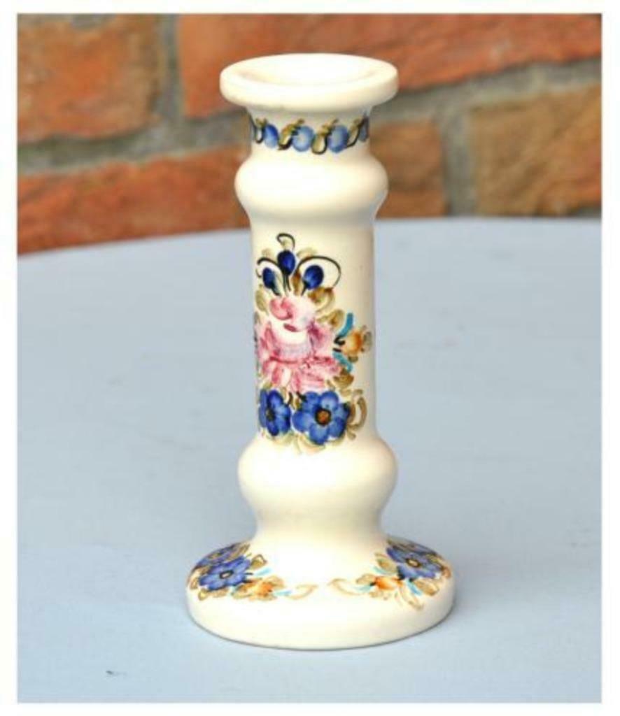 §bougeoir en faience decor fleur, Enlèvement ou Envoi, Utilisé, Autres matériaux, Chandelier