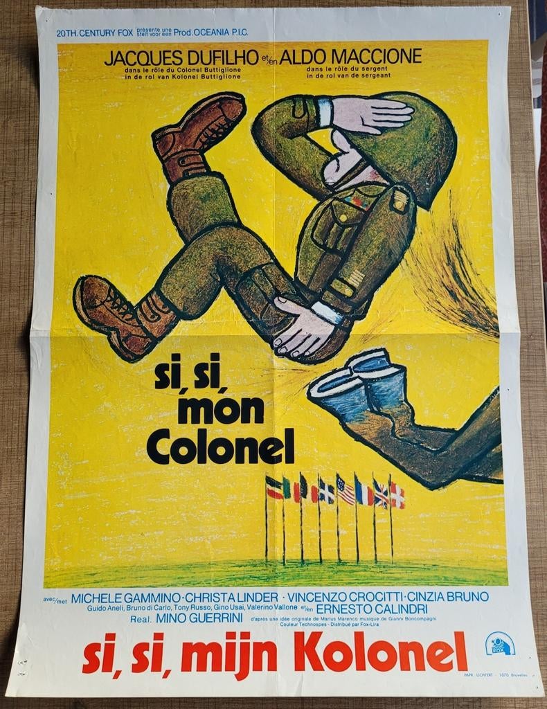 Oude filmposter: Si, si, mon Colonel (1973), Ophalen of Verzenden, Gebruikt, Film, Poster