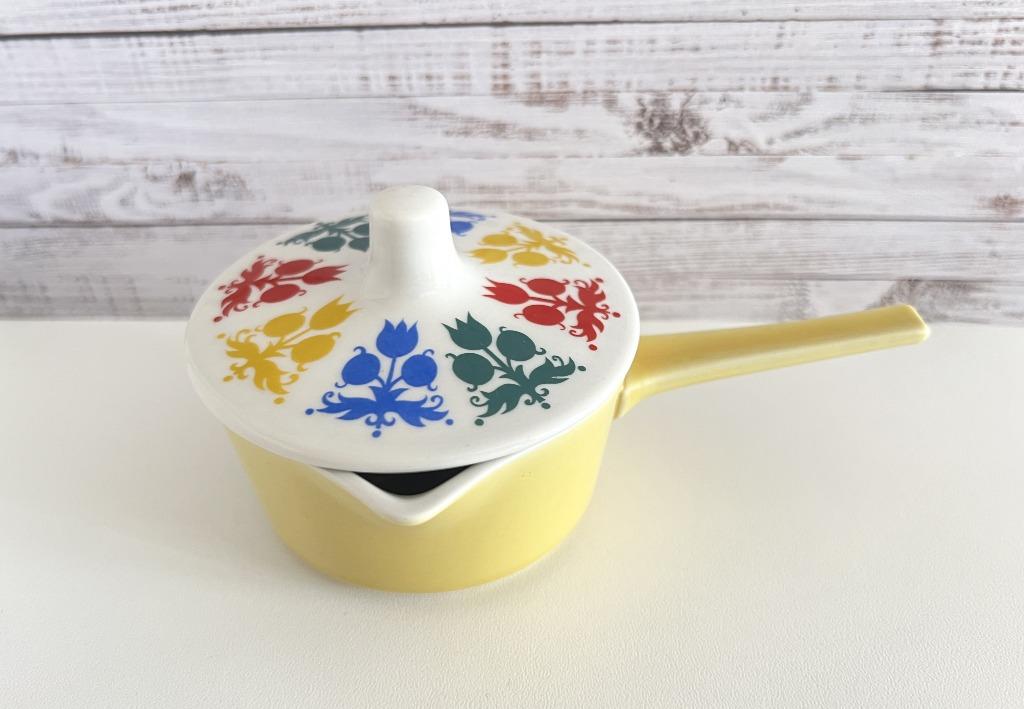 Chauffe-beurre jaune pastel couvercle fleuri Villeroy & Boch, Enlèvement ou Envoi