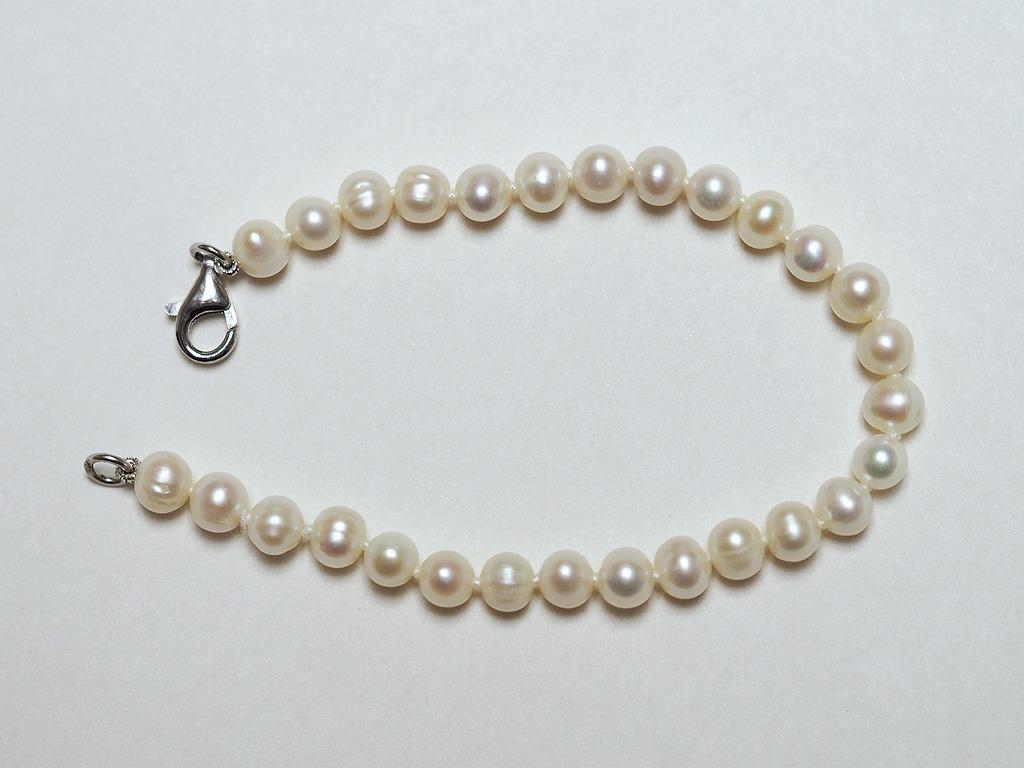 Armband zoetwaterparels, Ophalen of Verzenden, Zo goed als nieuw, Wit, Zilver