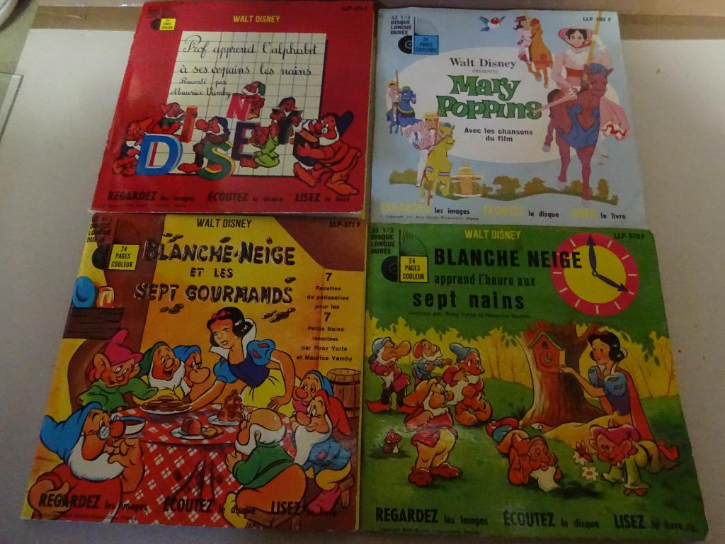 Vinyles.Enfants.Livres.33 tours.Lot de 5.Voir titres.Disney(, Enlèvement ou Envoi, Comme neuf, Fable ou Conte (de fées), 3 à 5 ans