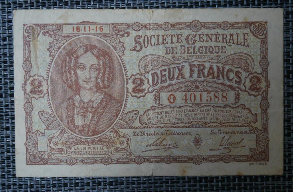 Billet 2 Francs Belgique 18.11.16, Enlèvement ou Envoi, Belgique, Série