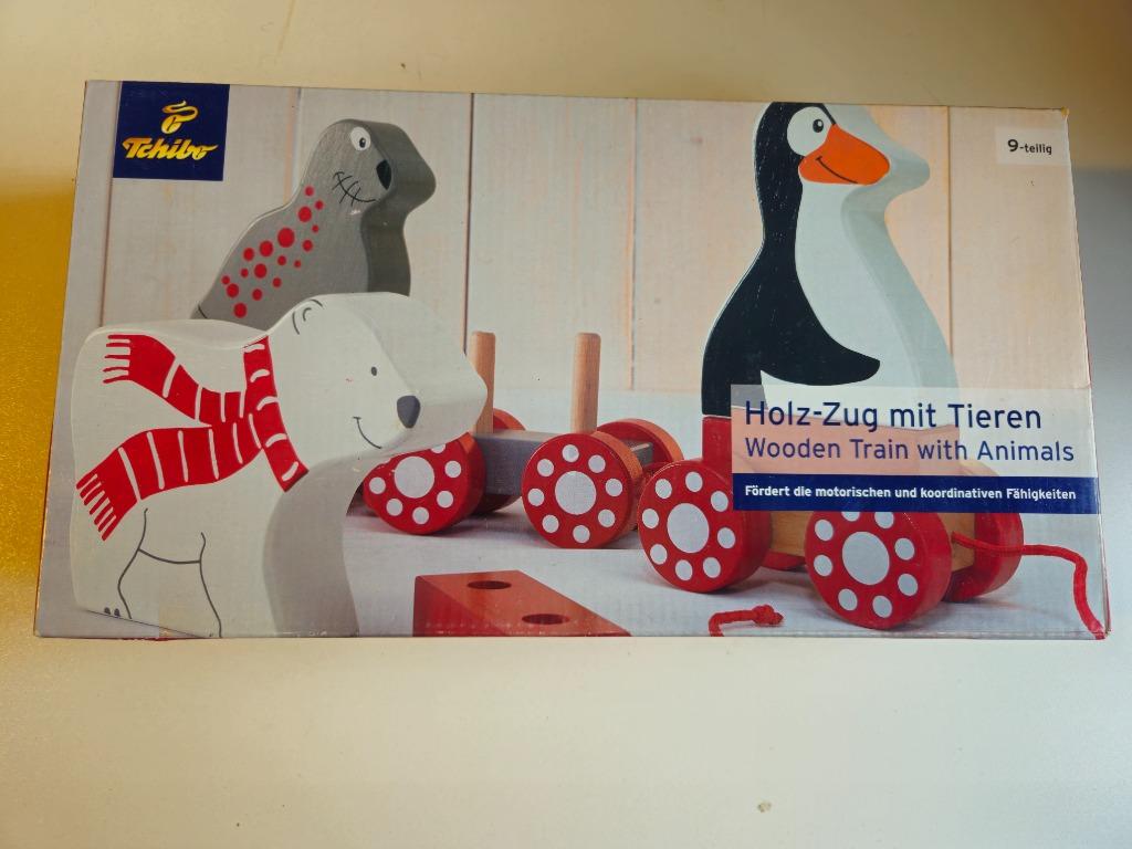 Houten treintje met dieren, Kinderen en Baby's, Speelgoed | Houten speelgoed, Ophalen of Verzenden, Nieuw, Duw- of Trekspeelgoed