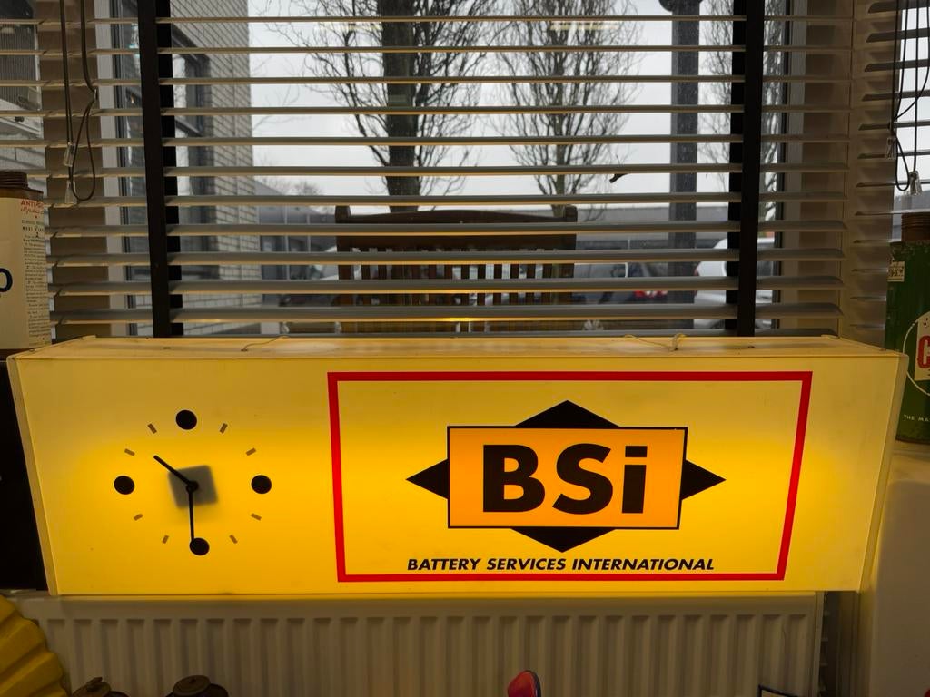 BSI Accu’s oude reclame lichtbak, Ophalen, Gebruikt, Lichtbak of (neon) lamp