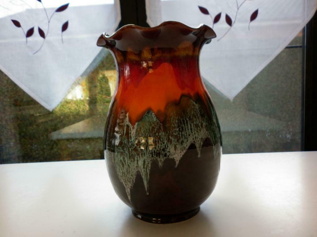 Vase Orange/Brun Design 70'- Seventies, Enlèvement ou Envoi, Comme neuf, Orange