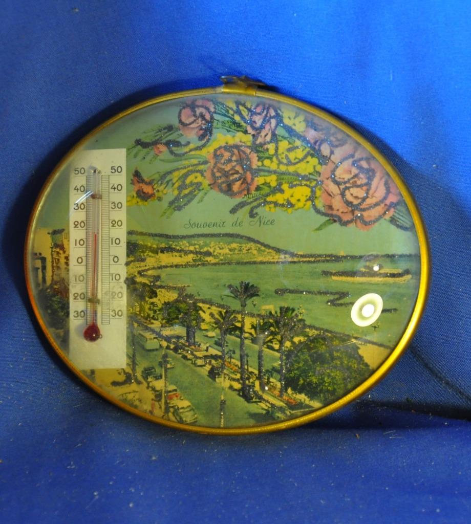 ancien thermomètre dans cadre bombé souvenir nice, Ophalen of Verzenden
