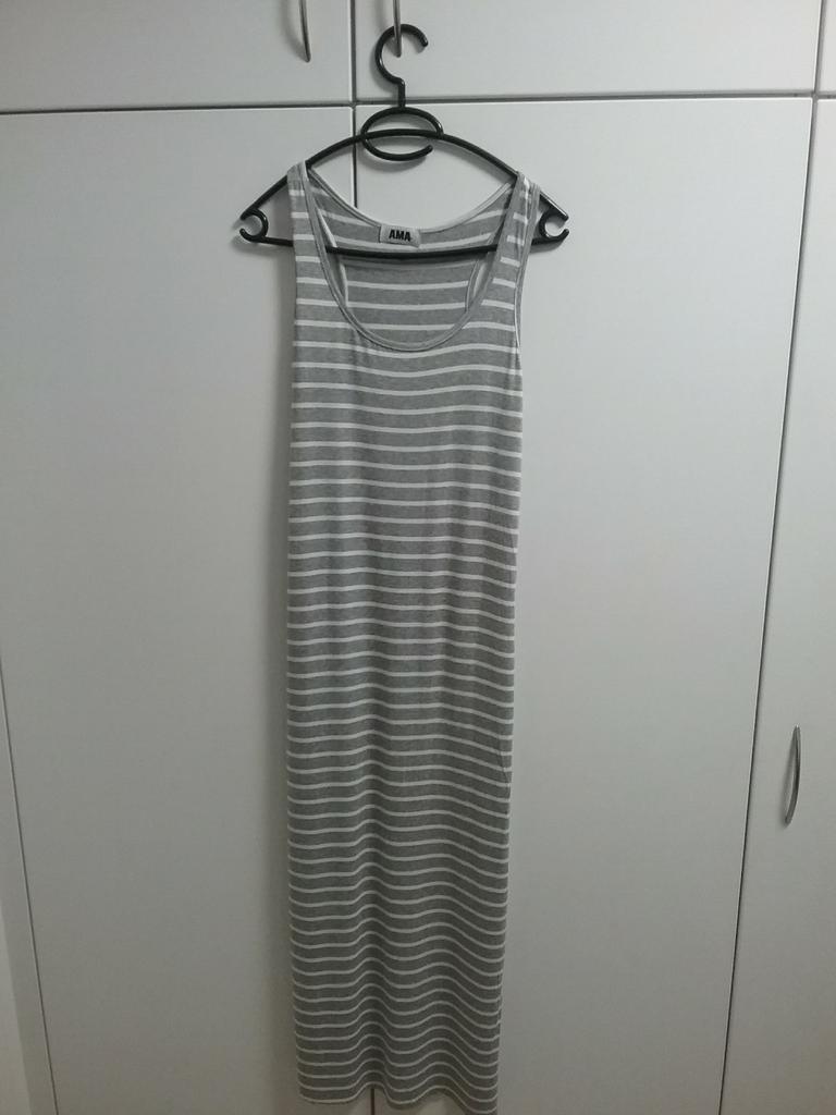 Robe longue rayée blanc/gris, Enlèvement ou Envoi, Comme neuf, Blanc
