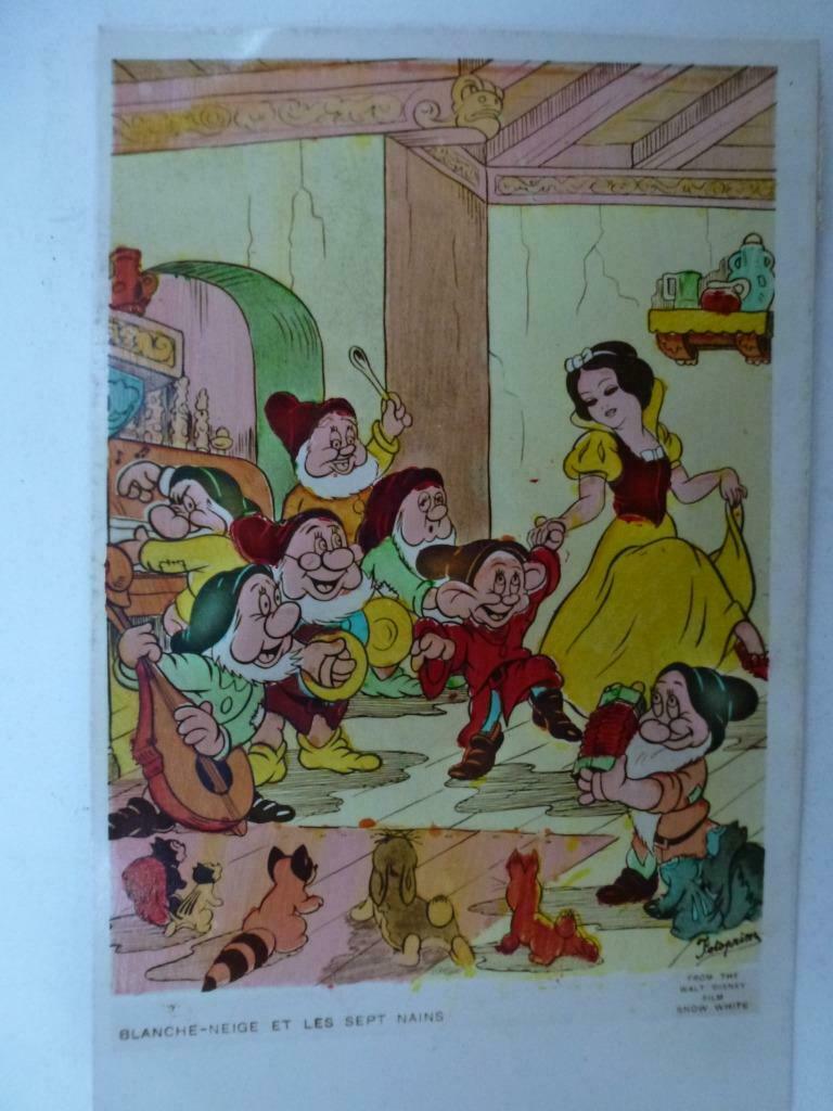 Blanche neige et les sept Nains from the Walt Disney film, Envoi, Blanche-Neige ou Belle au Bois Dormant, Utilisé, Papier, Carte ou Papeterie