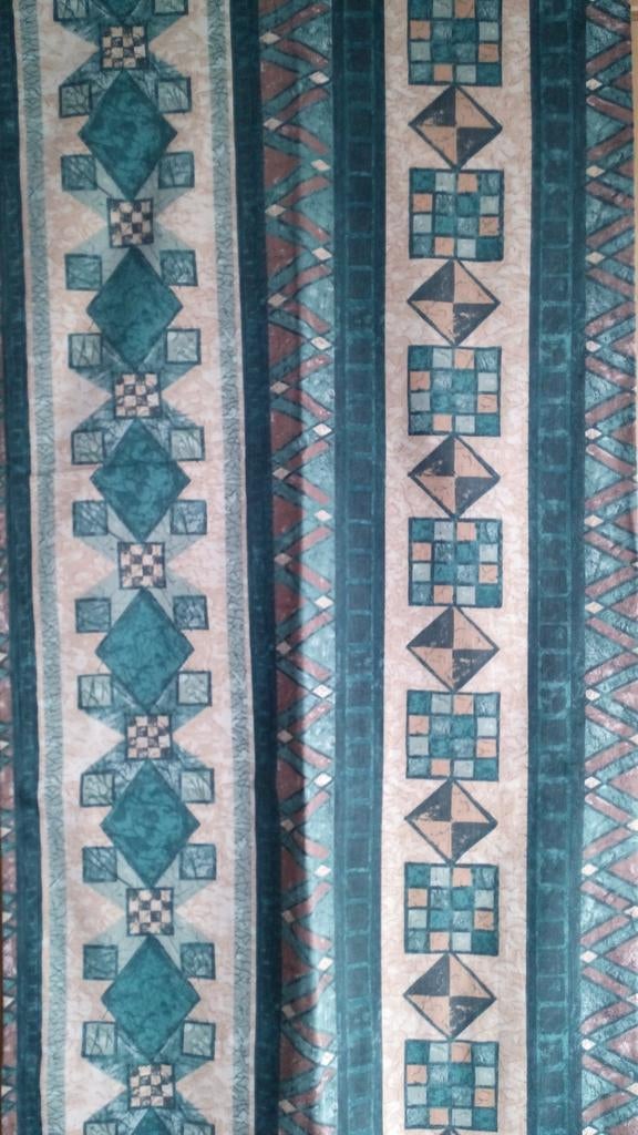 1 Paar overgordijnen groen-beige, Maison & Meubles, Ameublement | Rideaux & Stores à lamelles, Enlèvement, Vert