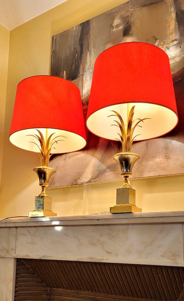 💕Paire de Lampes Palmier 70s Boulanger, Maison & Meubles, Lampes | Lampes de table, Doré, Enlèvement ou Envoi, Comme neuf, 75 cm