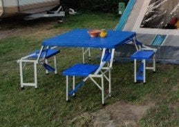 Valise pliable pour table et chaises de camping, Caravanes & Camping, Enlèvement, Utilisé, Accessoire de mobilier de camping