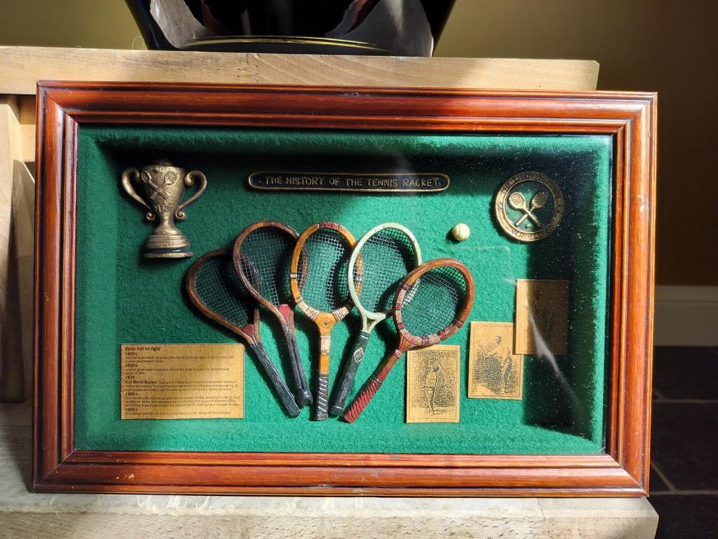 Decoratieve kader voor aan de wand geschiedenis tennisracket, Ophalen of Verzenden