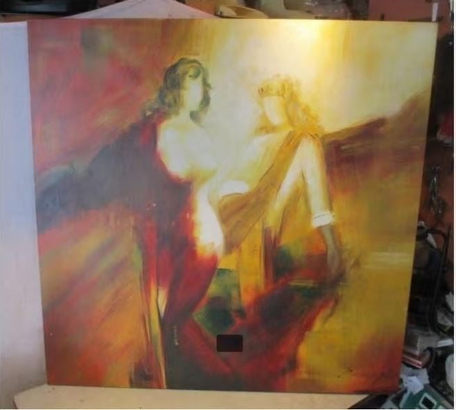 Mooi Modern Geschilderd Werk 'Vrouwen zonder gelaat' - 90x90, Antiek en Kunst, Kunst | Schilderijen | Modern, Ophalen of Verzenden