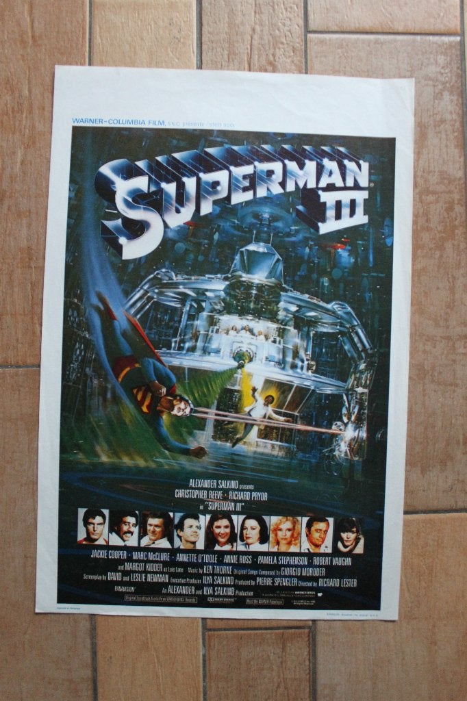 filmaffiche Superman 3 1983 filmposter, Rechthoekig Staand, Ophalen of Verzenden, Zo goed als nieuw, A1 t/m A3