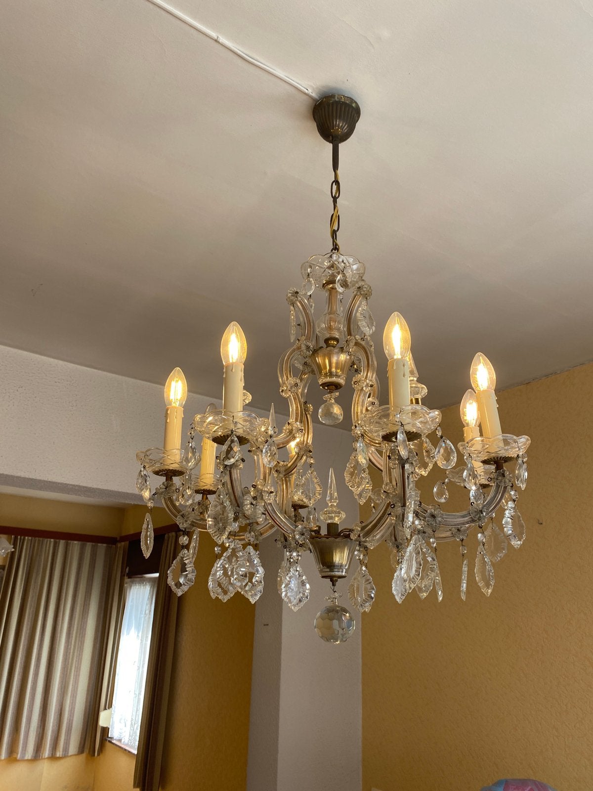 Lustre à pampilles+ 2 appliques, Maison & Meubles, Enlèvement, Utilisé, E14 (petit)
