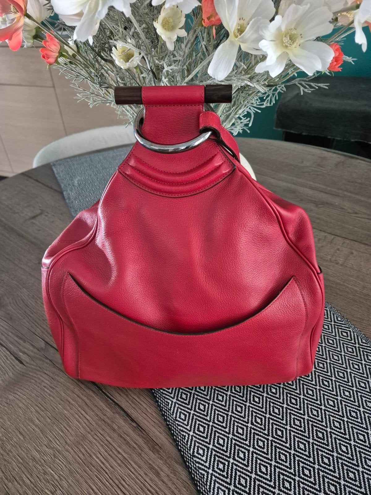 Originele Delvaux Amitie vintage leren rugzak rood Bruxelles, Zo goed als nieuw, Leer, Rood, Ophalen
