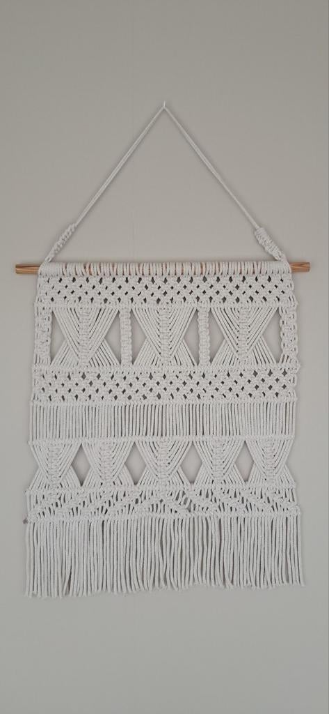 Handgemaakte macrame wandkleed, Huis en Inrichting, Beige, Ophalen of Verzenden, Zo goed als nieuw, Handgemaakt