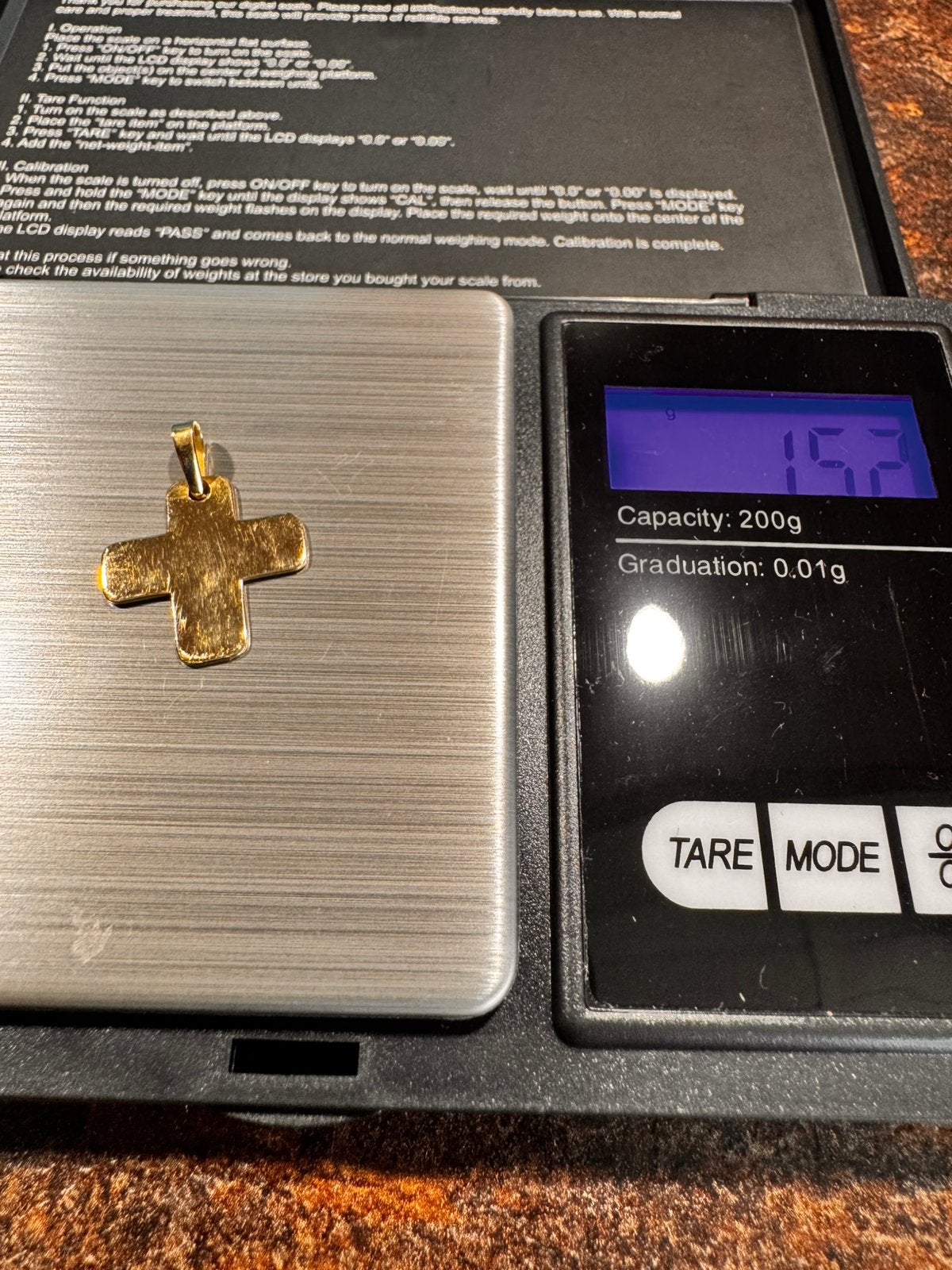 Cross pendant 18k/750 yellow gold -1,52g, Neuf, Enlèvement ou Envoi, Or, Or