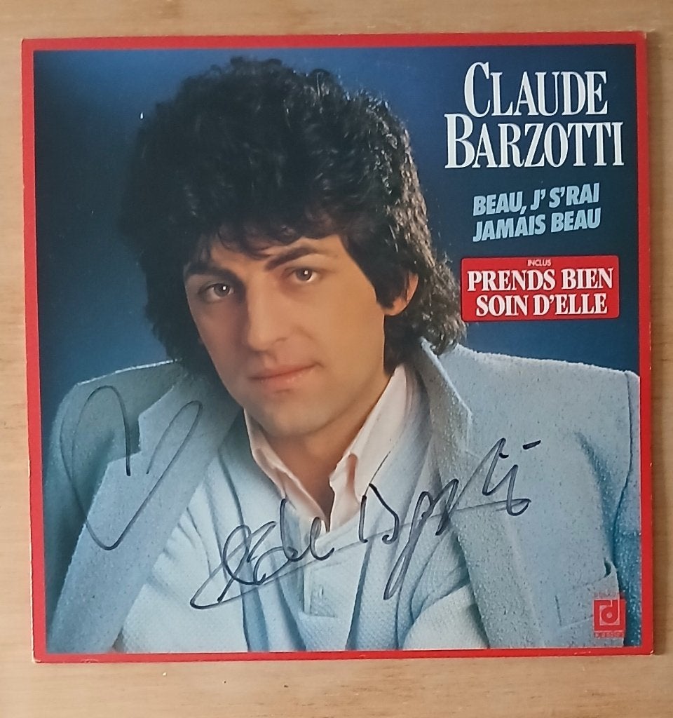 LP gesigneerd vinyl Claude Barzotti, Cd's en Dvd's, Gesigneerd, Ophalen of Verzenden, Pop, LP
