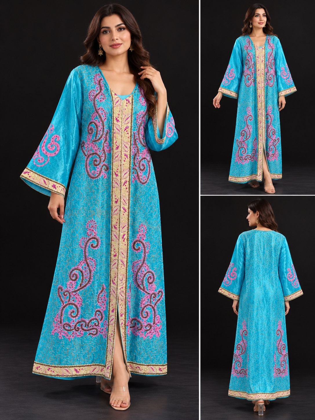 Takchita of feest-kaftan, Kleding | Dames, Ophalen, Zo goed als nieuw, Maat 38/40 (M), Blauw